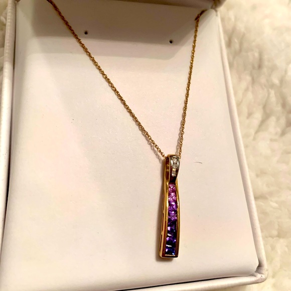 14k gold Amethyst and Diamond Pendant with diamond accents NWOT
Never worn - Picture 2 of 6